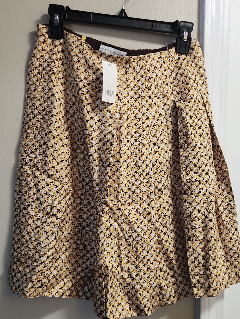 Banana Republic Yellow and Brown Tweed A-Line Skirt